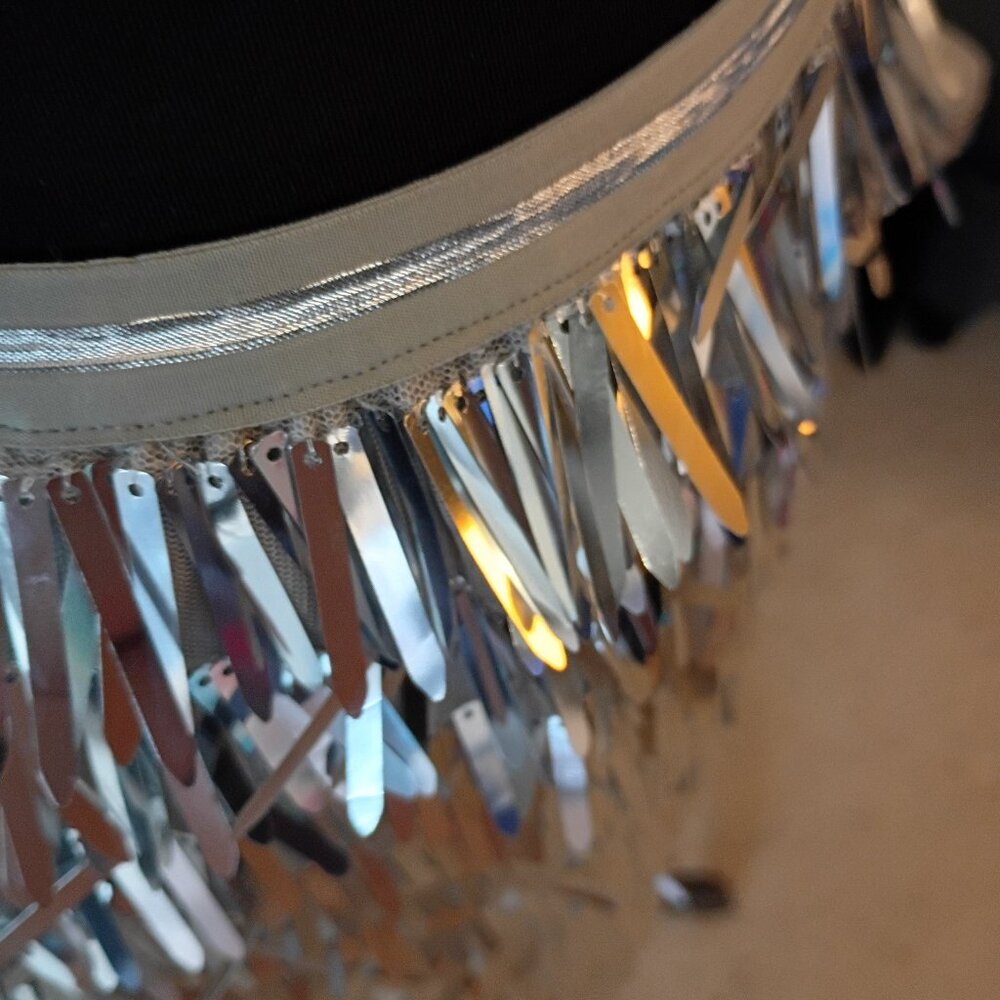 ENDLESS ROSE SILVER METALLIC FRINGE MIDI SKIRT NWT SZ Medium - Picture 9 of 10